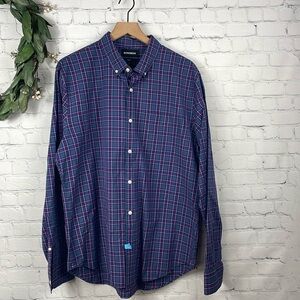 Bonobos Slim Fit Plaid Button Down Shirt Mens XL Blue Pink Purple Casual Stretch